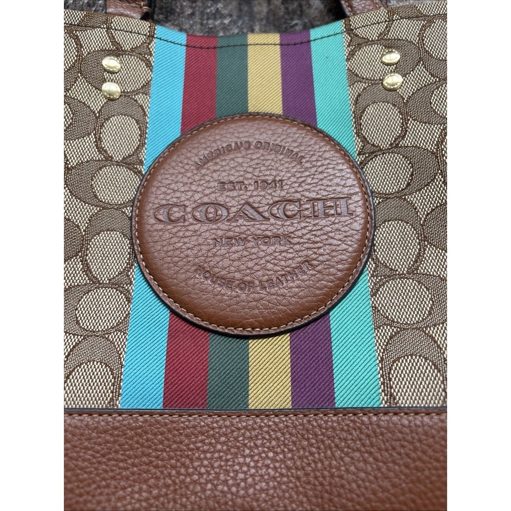 Coach Dempsey Tote Carryall In Signature Jacquard With Stripe And Patch - Picture 2 of 6